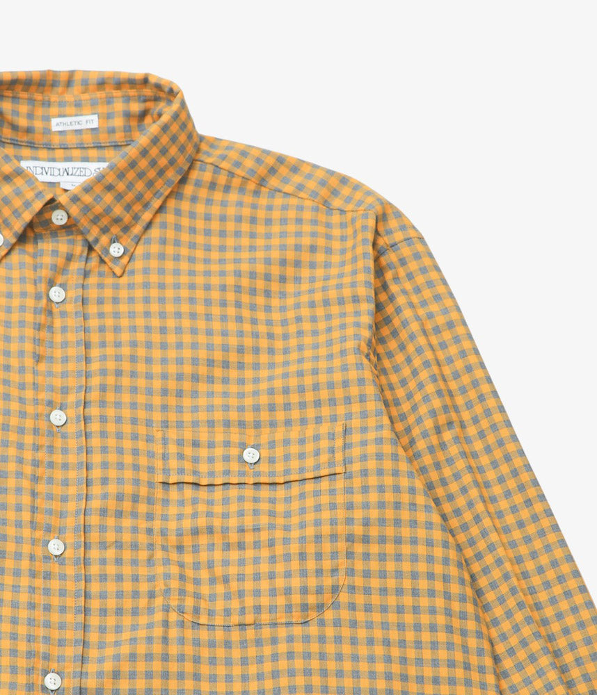 INDIVIDUALIZED SHIRTS ''GINGHAM CHECK(ATHLETIC FIT SPORT B.D.SHIRT)'' (GRAY/TAN)