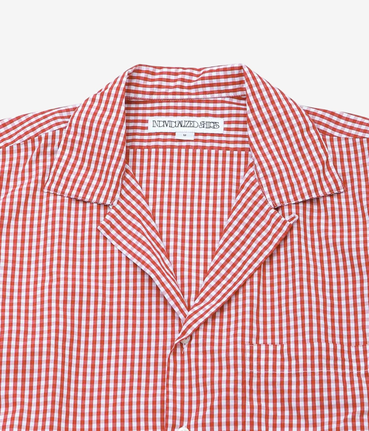 INDIVIDUALIZED SHIRTS "GINGHAM CHECK CAMP COLLAR S/S" (RED)