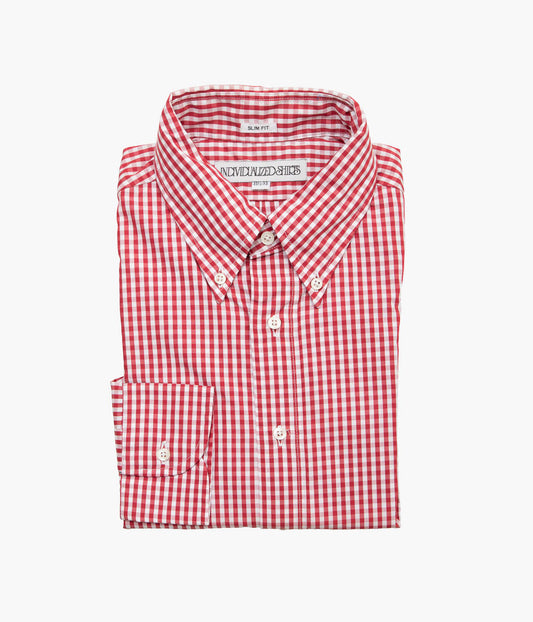 INDIVIDUALIZED SHIRTS ''GINGHAM CHECK (SLIM FIT BUTTON DOWN SHIRT)'' (RED)