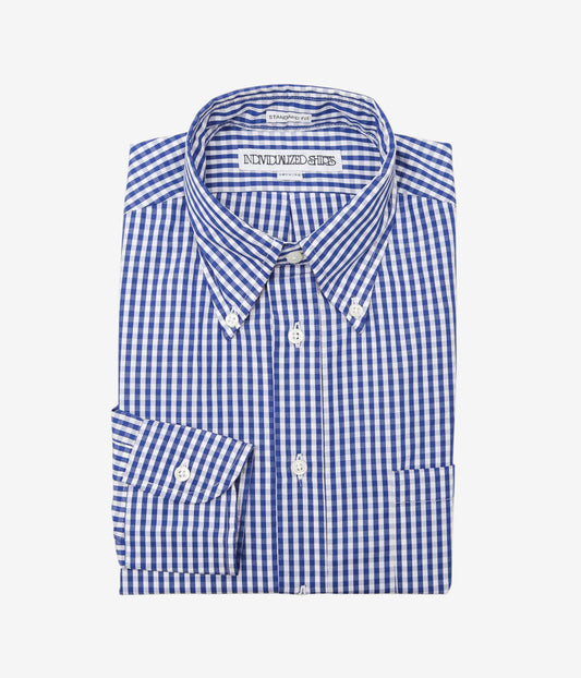 INDIVIDUALIZED SHIRTS ''GINGHAM CHECK(STANDARD FIT BUTTON DOWN SHIRT)'' (BLUE)