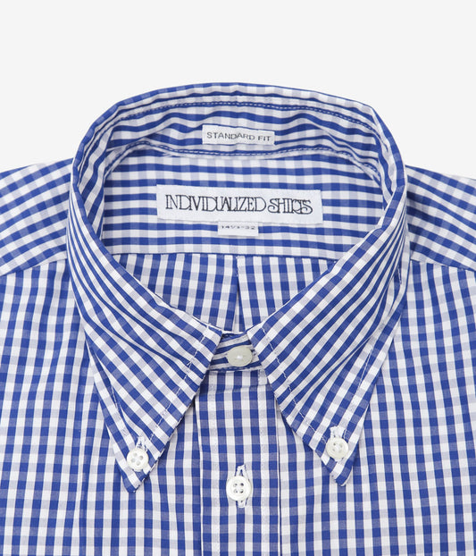INDIVIDUALIZED SHIRTS ''GINGHAM CHECK(STANDARD FIT BUTTON DOWN SHIRT)'' (BLUE)