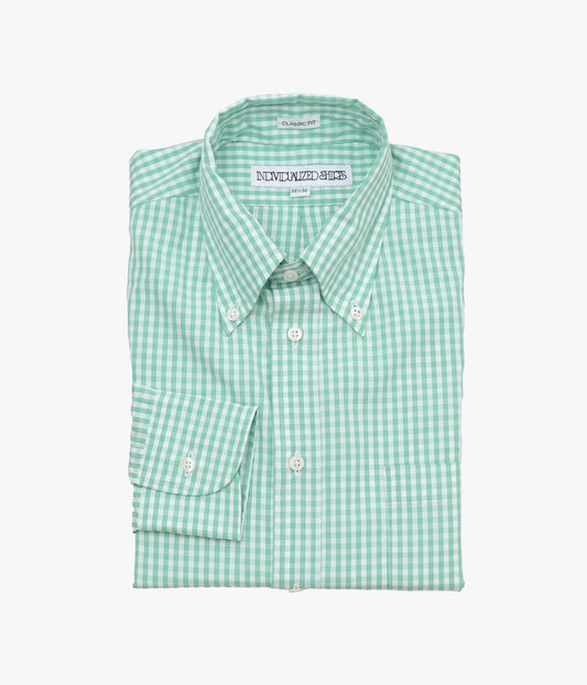 INDIVIDUALIZED SHIRTS ''GINGHAM CHECK (CLASSIC FIT BUTTON DOWN SHIRT)''(GREEN)