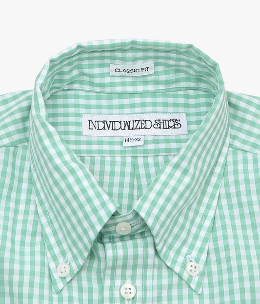INDIVIDUALIZED SHIRTS ''GINGHAM CHECK (CLASSIC FIT BUTTON DOWN SHIRT)''(GREEN)