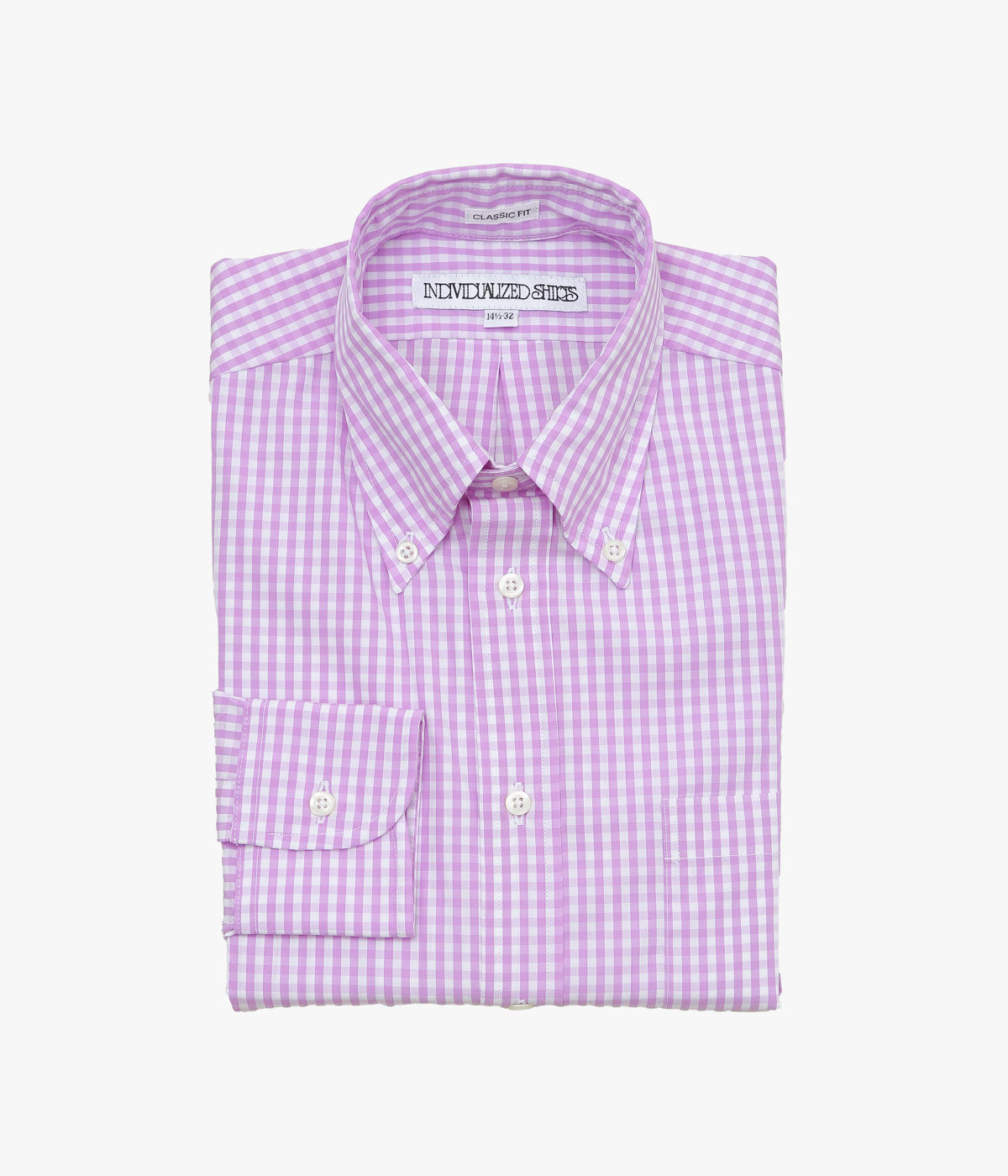 INDIVIDUALIZED SHIRTS ''GINGHAM CHECK (CLASSIC FIT BUTTON DOWN SHIRT)''(LILAC)