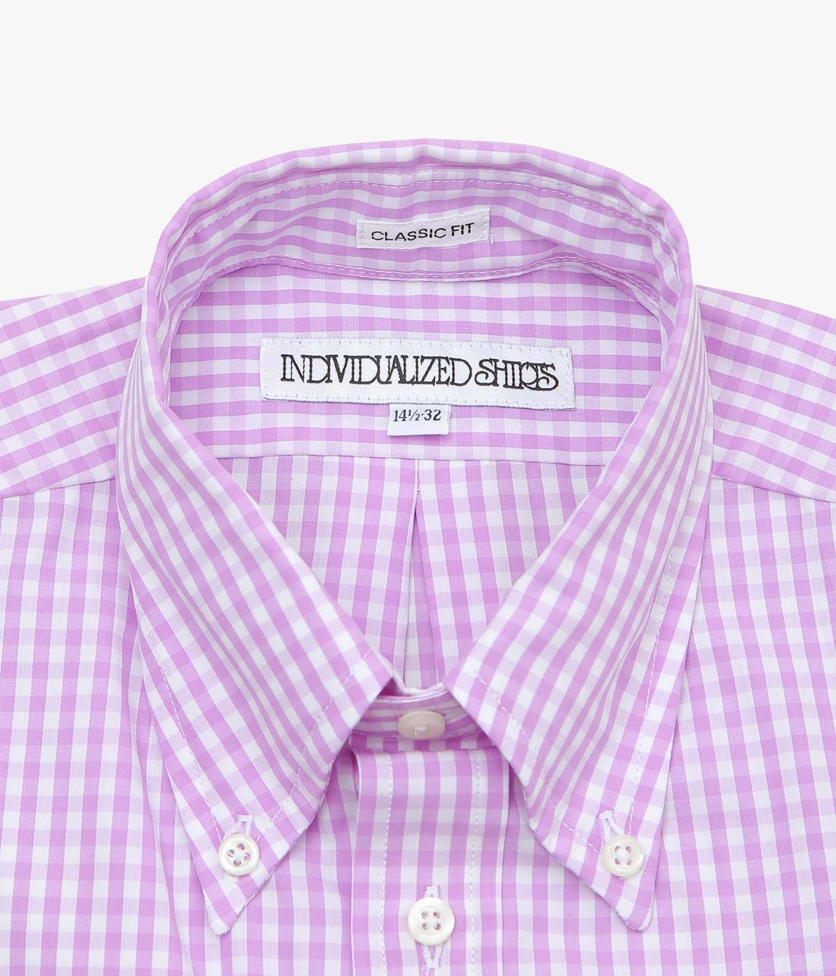 INDIVIDUALIZED SHIRTS ''GINGHAM CHECK (CLASSIC FIT BUTTON DOWN SHIRT)''(LILAC)