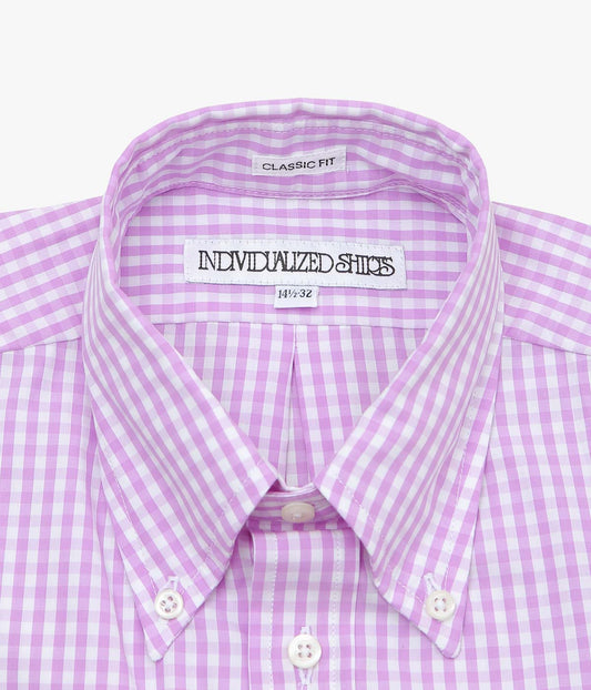 INDIVIDUALIZED SHIRTS ''GINGHAM CHECK (CLASSIC FIT BUTTON DOWN SHIRT)''(LILAC)
