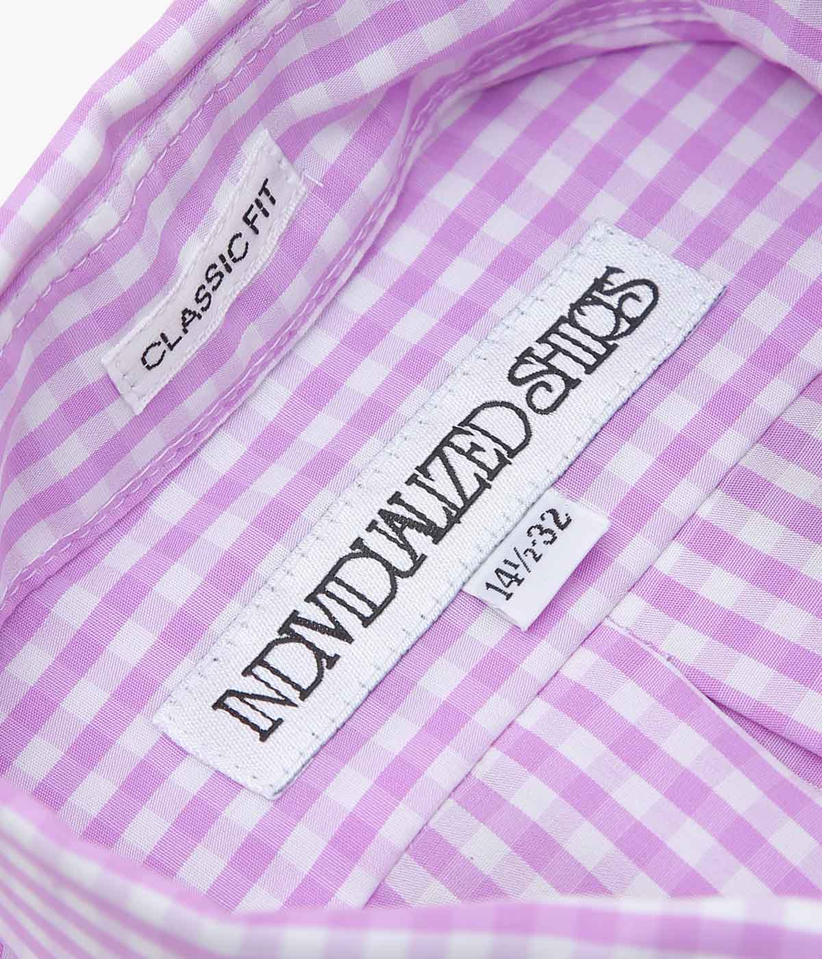 INDIVIDUALIZED SHIRTS ''GINGHAM CHECK (CLASSIC FIT BUTTON DOWN SHIRT)''(LILAC)