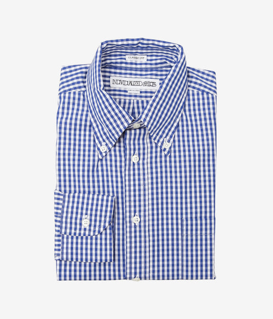 INDIVIDUALIZED SHIRTS ''GINGHAM CHECK (CLASSIC FIT BUTTON DOWN SHIRT)'' (BLUE)