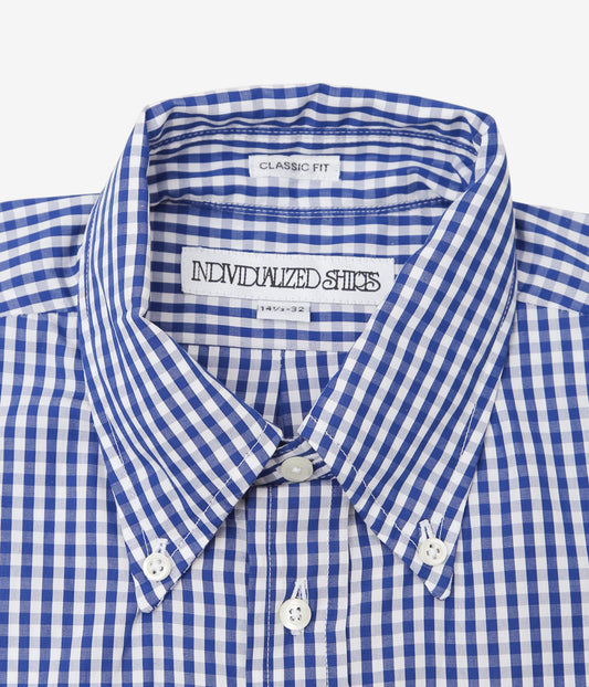 INDIVIDUALIZED SHIRTS ''GINGHAM CHECK (CLASSIC FIT BUTTON DOWN SHIRT)'' (BLUE)