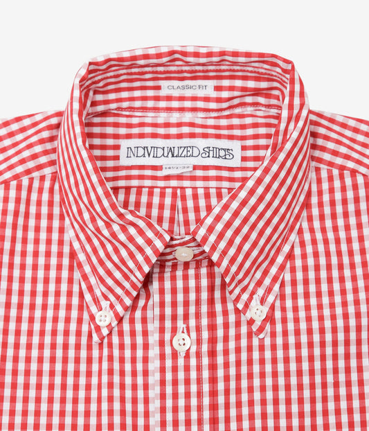 INDIVIDUALIZED SHIRTS "GINGHAM CHECK (CLASSIC FIT BUTTON DOWN SHIRT)" (RED)