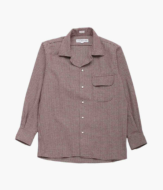 INDIVIDUALIZED SHIRTS 'HEAVY FLANNEL HOUNDSTOOTH (SHIRT JAC) ''(BURGUNDY)