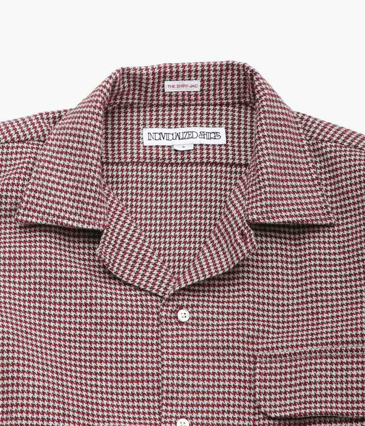 INDIVIDUALIZED SHIRTS ''HEAVY FLANNEL HOUNDSTOOTH(SHIRT JAC)'' (BURGUNDY)