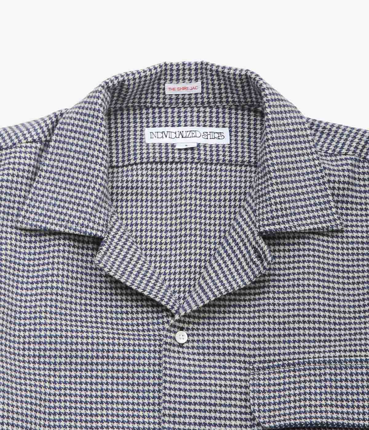 INDIVIDUALIZED SHIRTS 'HEAVY FLANNEL HOUNDSTOOTH (SHIRT JAC) ''(NAVY)