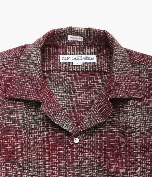 INDIVIDUALIZED SHIRTS ''HEAVY FLANNEL SHADOW PLAID(SHIRT JAC)'' (BURGUNDY)