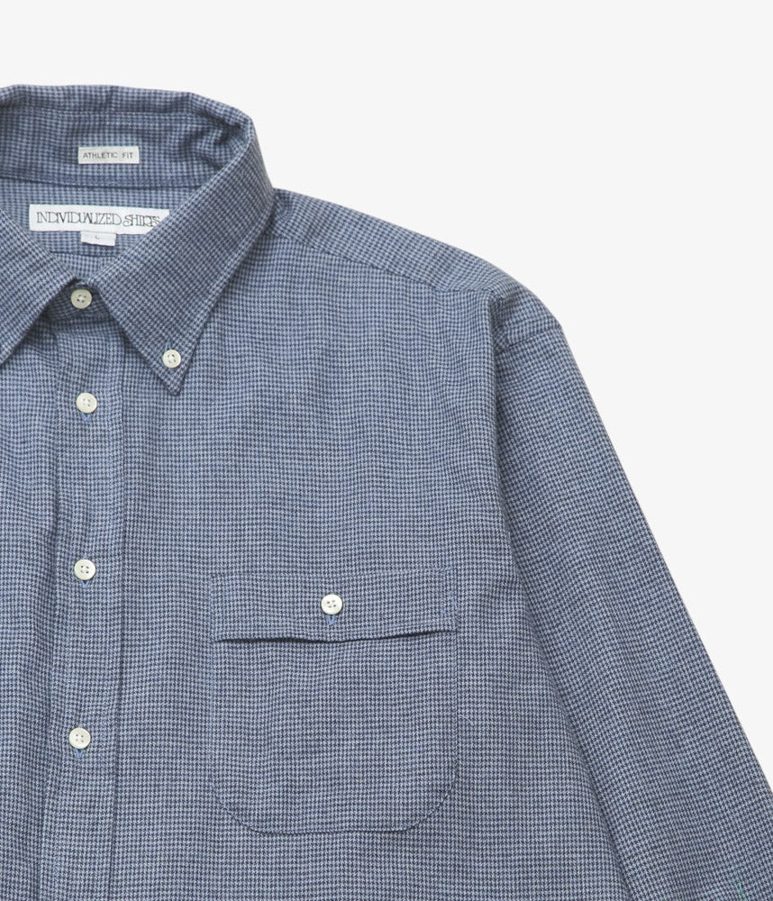 INDIVIDUALIZED SHIRTS ''HOUNDSTOOTH(ATHLETIC FIT SPORT B.D.SHIRT)'' (NAVY)