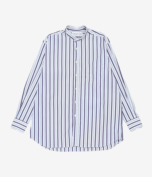 INDIVIDUALIZED SHIRTS ''LEXINGTON STRIPE(RELAXED FIT BAND COLLAR SHIRT)'' (BLUE)