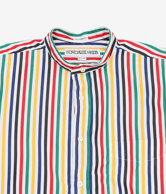 INDIVIDUALIZED SHIRTS ''LEXINGTON STRIPE(RELAXED FIT BAND COLLAR SHIRT)'' (MULTI)
