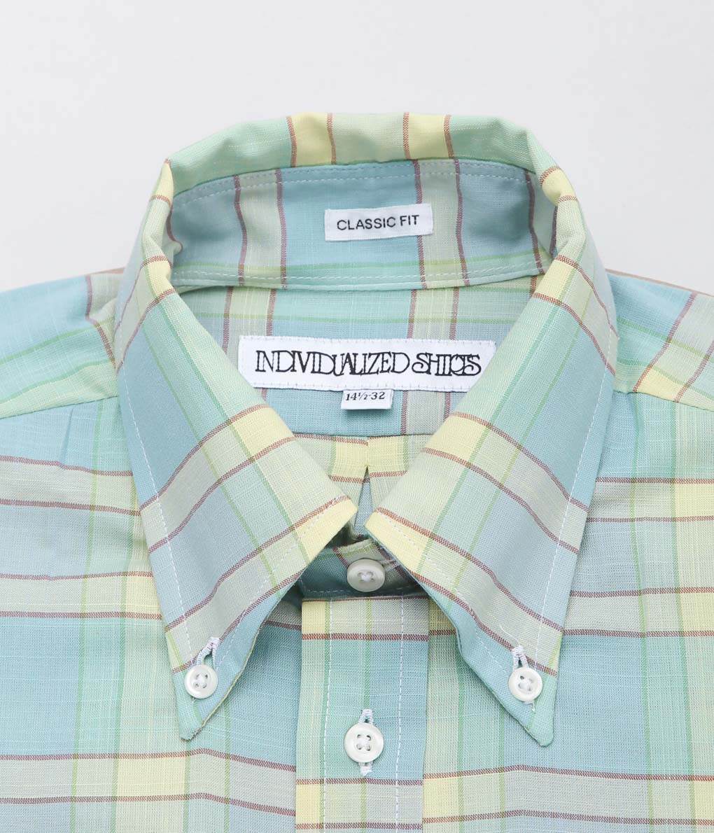 INDIVIDUALIZED SHIRTS ''LIMITED MADRAS(CLASSIC FIT BUTTON DOWN SHIRTS)'' (MINT)