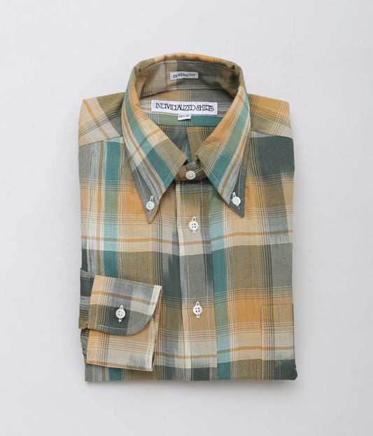 INDIVIDUALIZED SHIRTS ''LIMITED MADRAS(CLASSIC FIT BUTTON DOWN SHIRTS)'' (YELLOW)