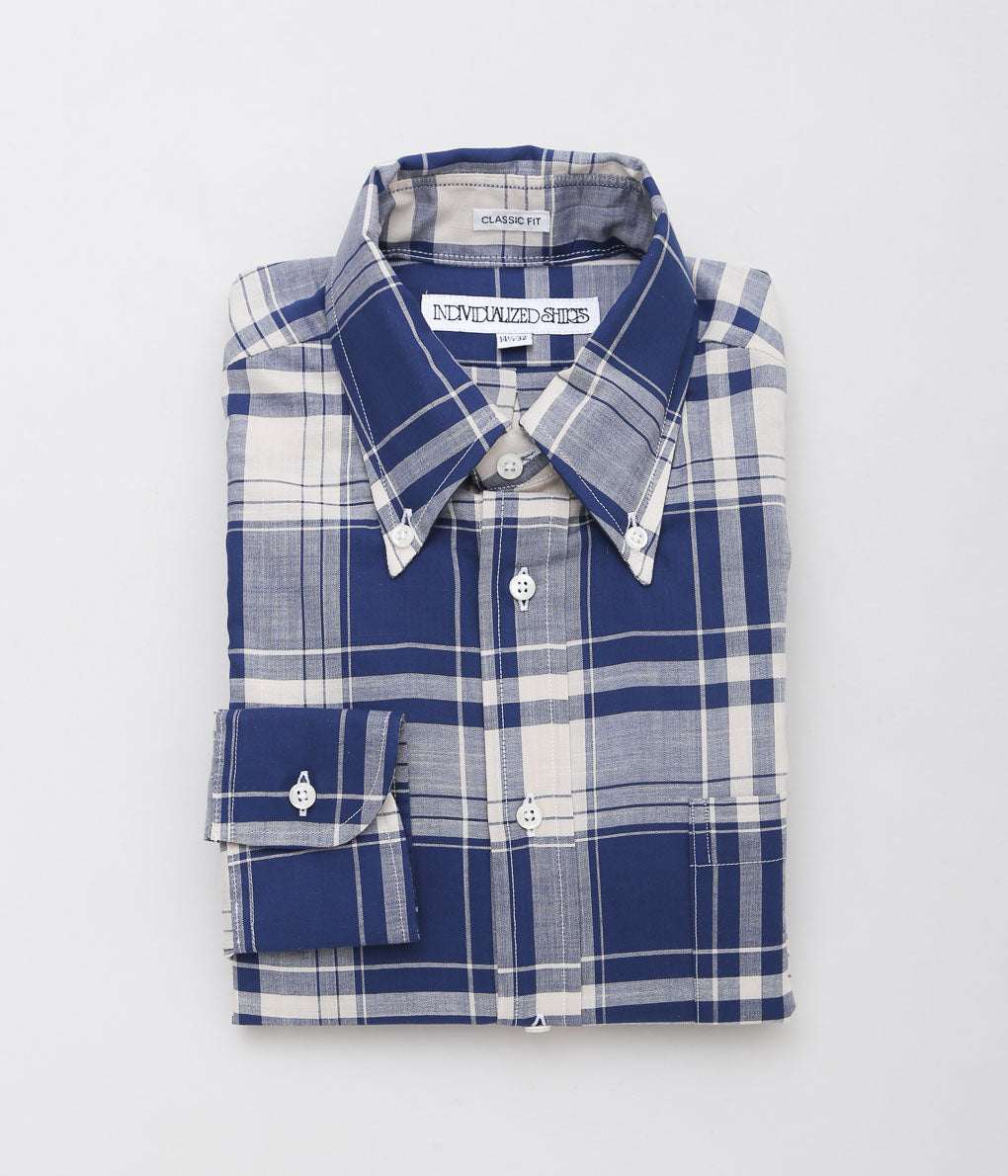 INDIVIDUALIZED SHIRTS ''LIMITED MADRAS(CLASSIC FIT BUTTON DOWN SHIRTS)'' (BLUE)