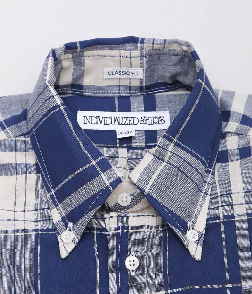 INDIVIDUALIZED SHIRTS ''LIMITED MADRAS(CLASSIC FIT BUTTON DOWN SHIRTS)'' (BLUE)