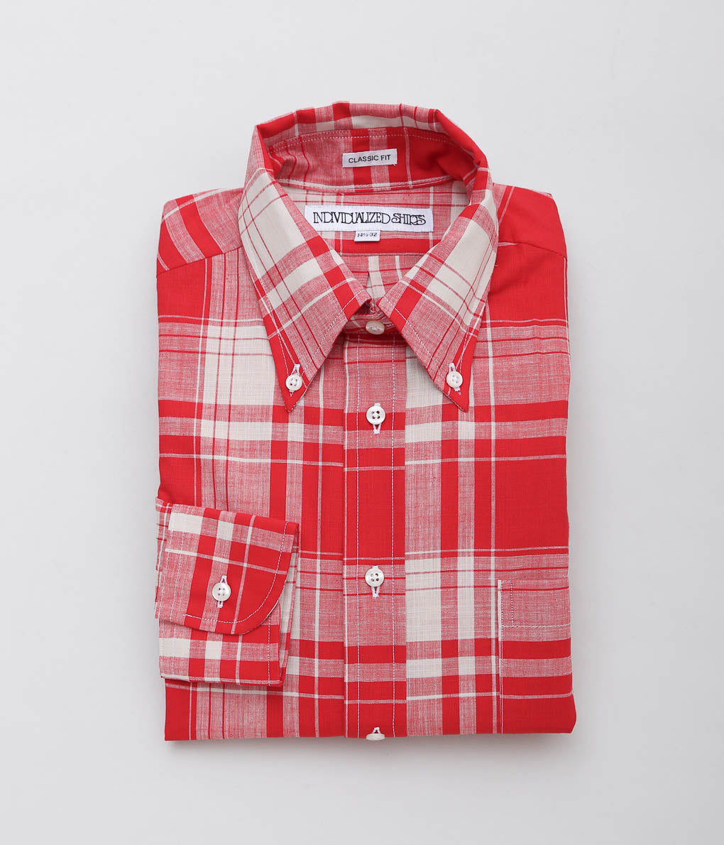 INDIVIDUALIZED SHIRTS ''LIMITED MADRAS(CLASSIC FIT BUTTON DOWN SHIRTS)'' (RED)