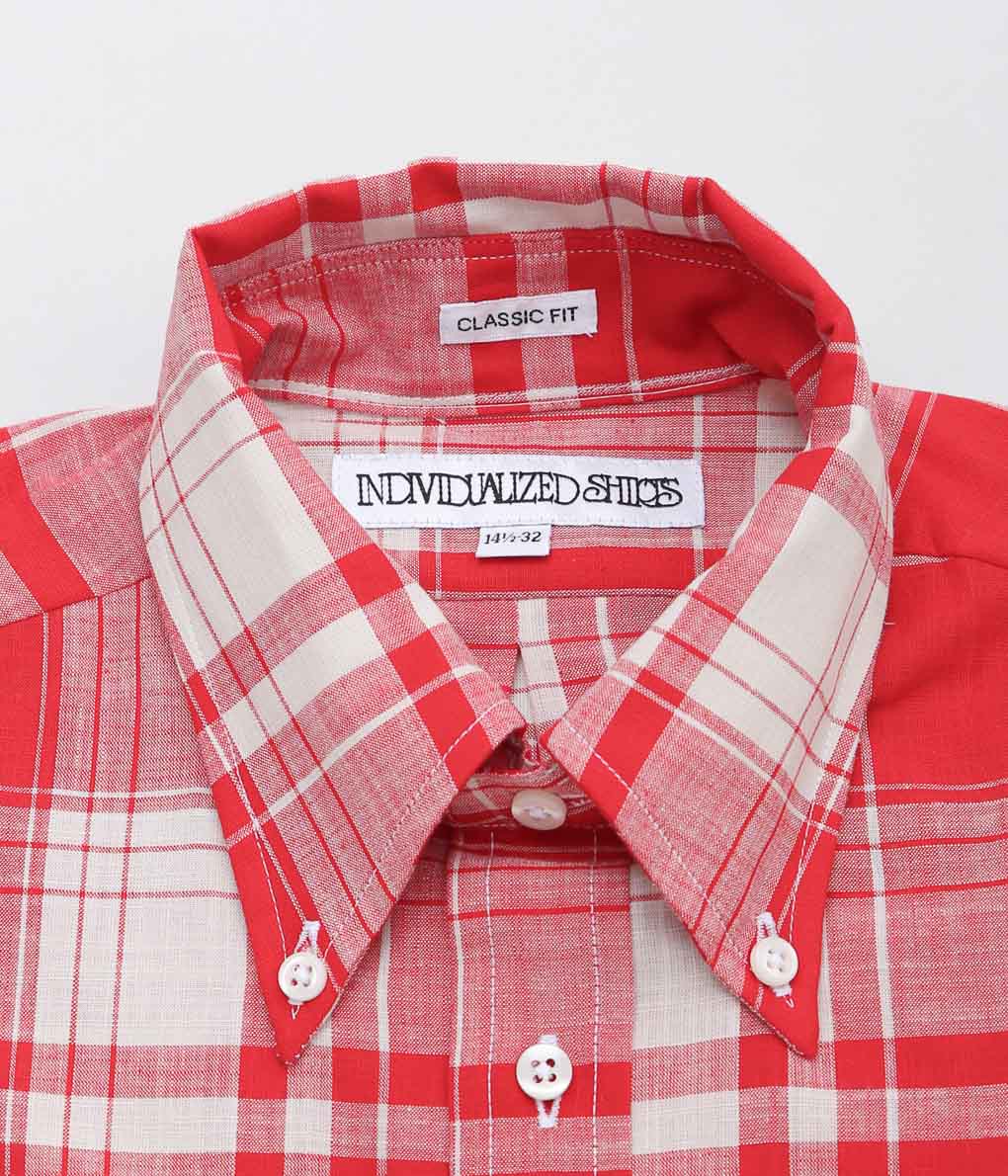 INDIVIDUALIZED SHIRTS ''LIMITED MADRAS(CLASSIC FIT BUTTON DOWN SHIRTS)'' (RED)