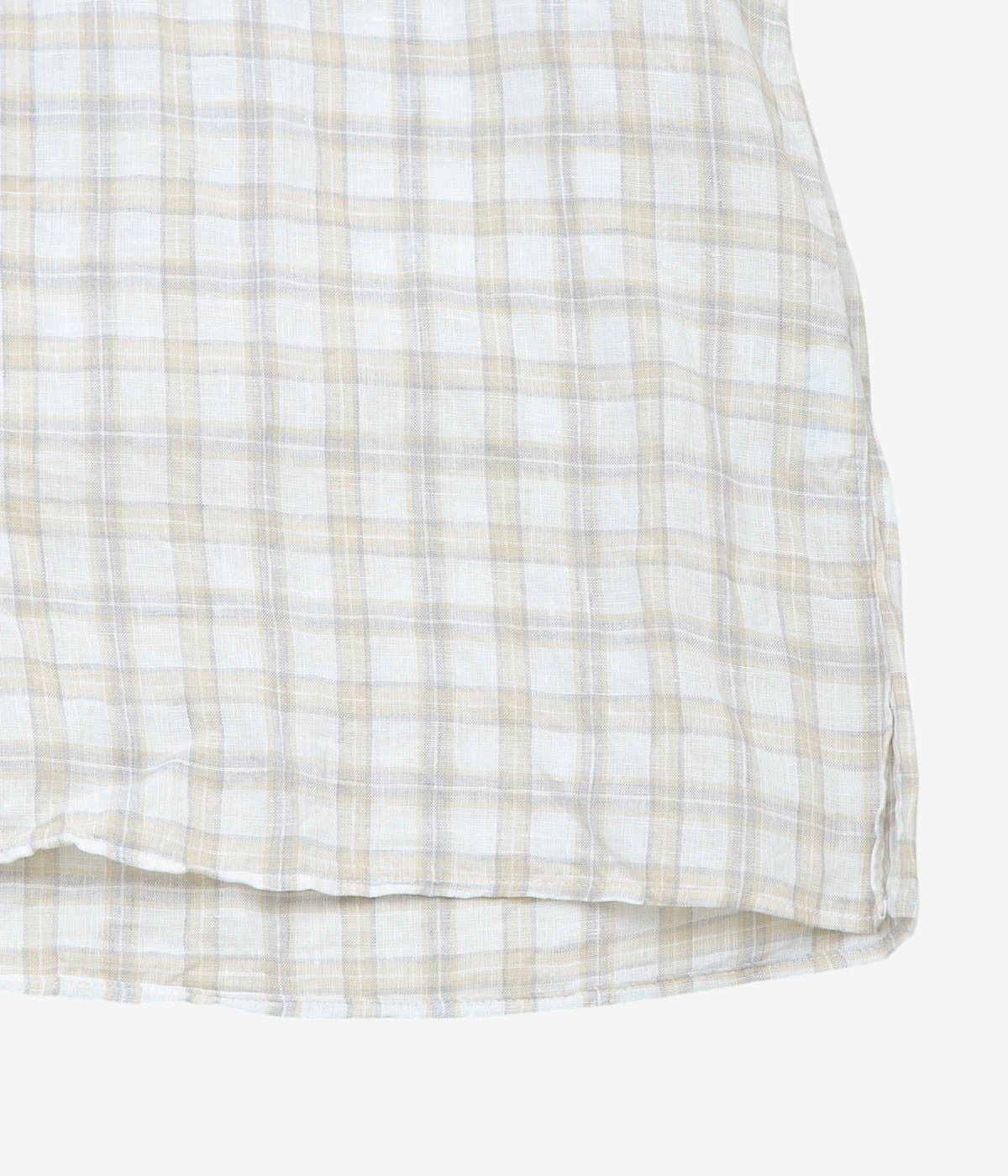 INDIVIDUALIZED SHIRTS "LINEN PLAID CAMP COLLAR S/S" (BEIGE)