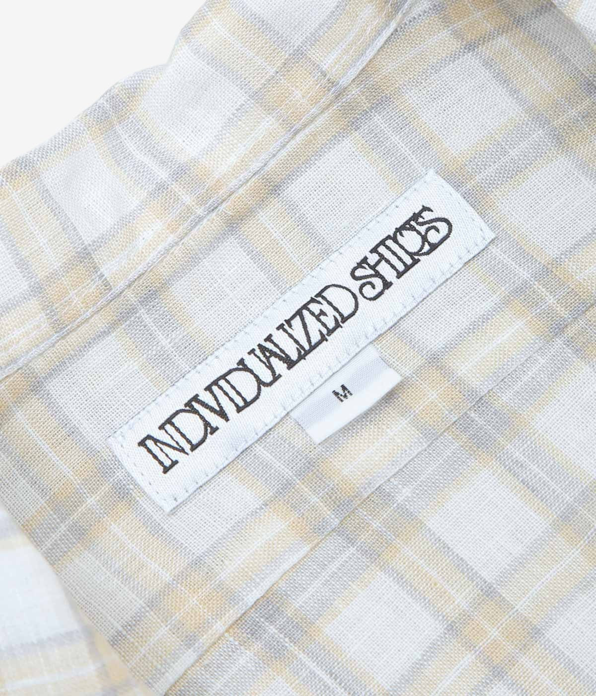 INDIVIDUALIZED SHIRTS "LINEN PLAID CAMP COLLAR S/S" (BEIGE)