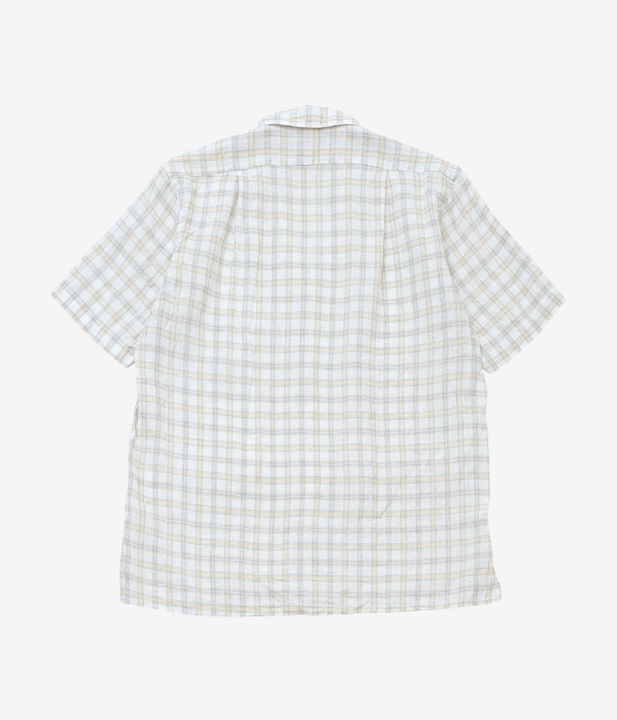 INDIVIDUALIZED SHIRTS "LINEN PLAID CAMP COLLAR S/S" (BEIGE)