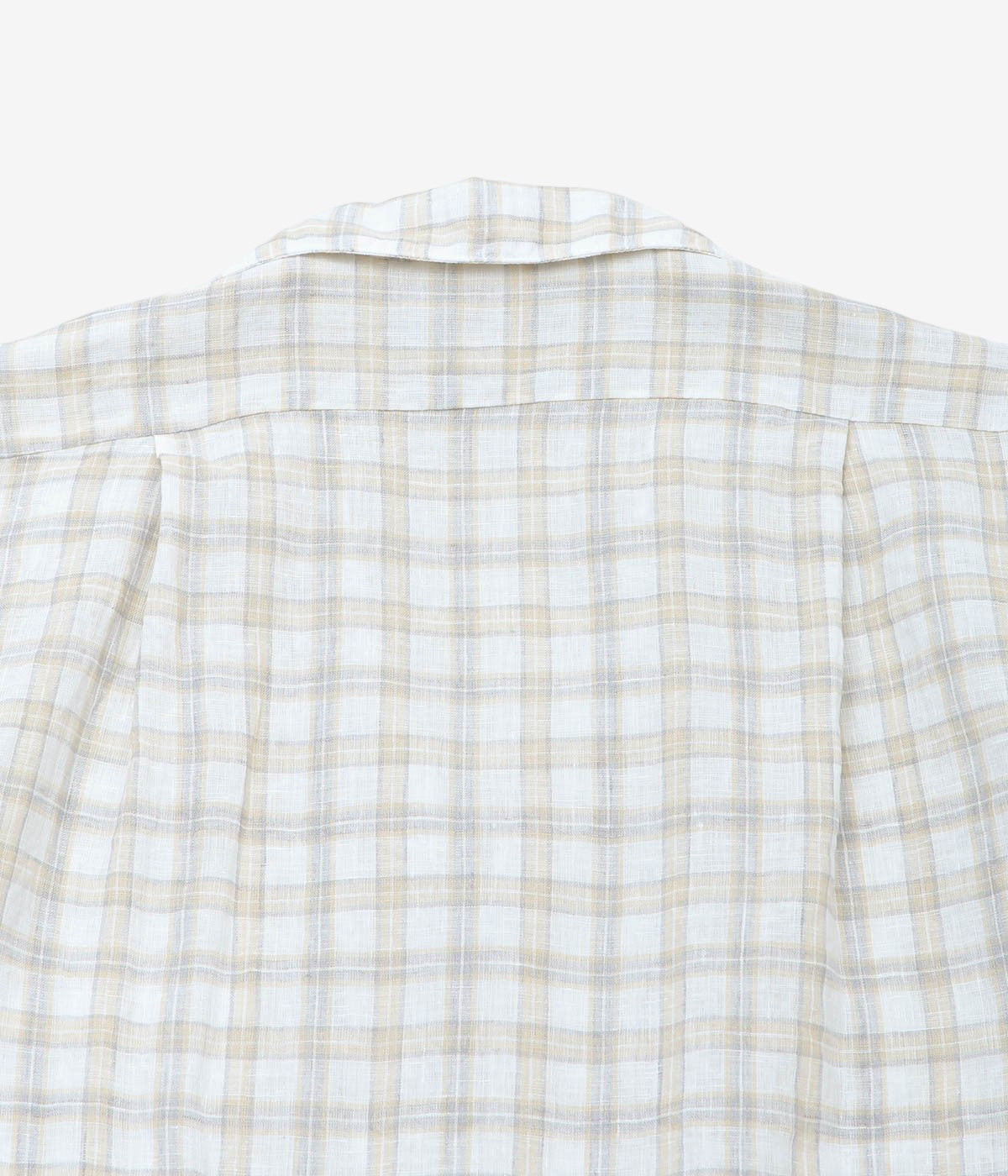 INDIVIDUALIZED SHIRTS "LINEN PLAID CAMP COLLAR S/S" (BEIGE)