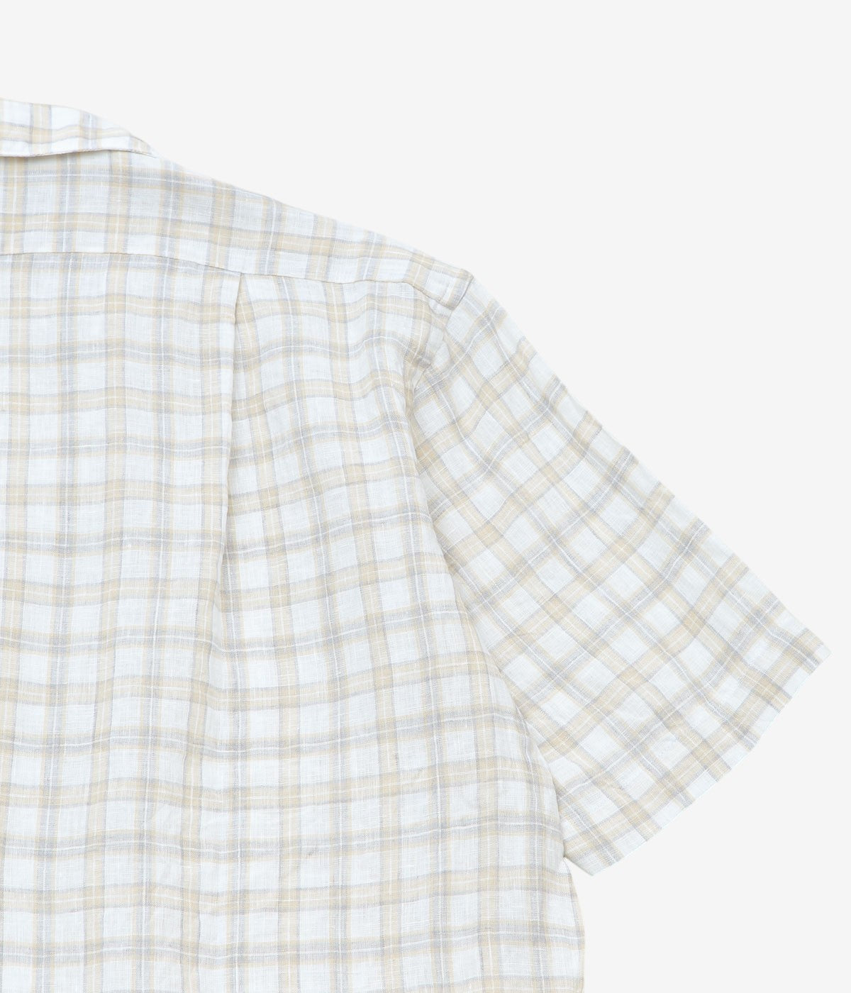 INDIVIDUALIZED SHIRTS "LINEN PLAID CAMP COLLAR S/S" (BEIGE)