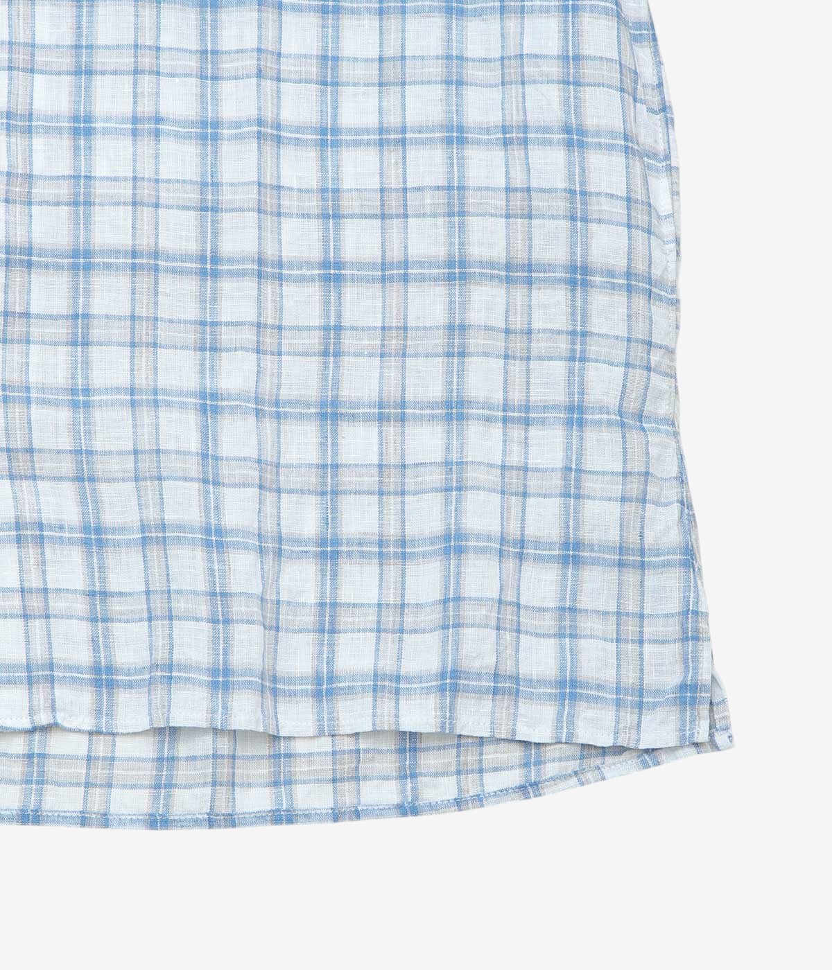 INDIVIDUALIZED SHIRTS "LINEN PLAID CAMP COLLAR S/S" (BLUE)