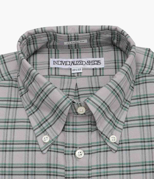 INDIVIDUALIZED SHIRTS ''MILITARY TATTERSALL(CLASSIC FIT BUTTON DOWN SHIRT)'' (GRAY)