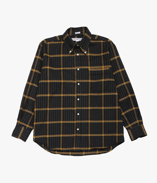INDIVIDUALIZED SHIRTS ''MULTI FLANNEL(ATHLETIC FIT BUTTON DOWN SHIRT)'' (BLACK)