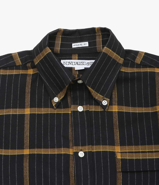 INDIVIDUALIZED SHIRTS ''MULTI FLANNEL(ATHLETIC FIT BUTTON DOWN SHIRT)'' (BLACK)