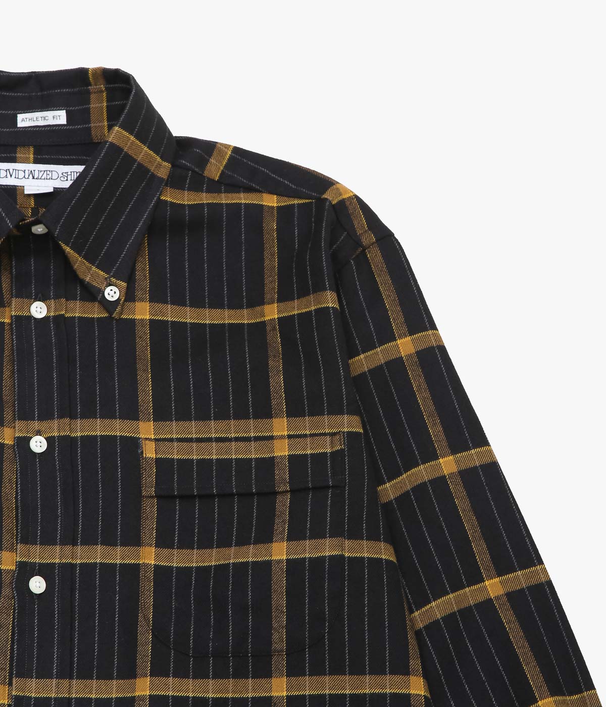 INDIVIDUALIZED SHIRTS ''MULTI FLANNEL(ATHLETIC FIT BUTTON DOWN SHIRT)'' (BLACK)