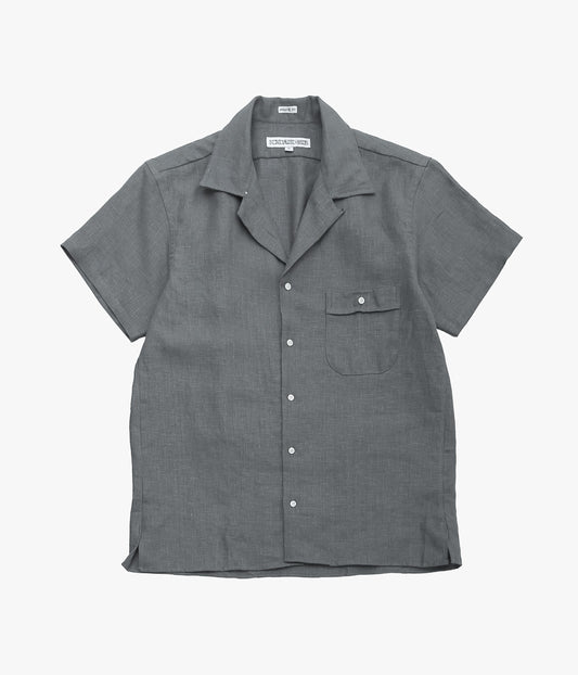 INDIVIDUALIZED SHIRTS ''NEW YORK LINEN(ATHLETIC FIT CAMP COLLAR L/S SHIRTS)'' (GRAY)