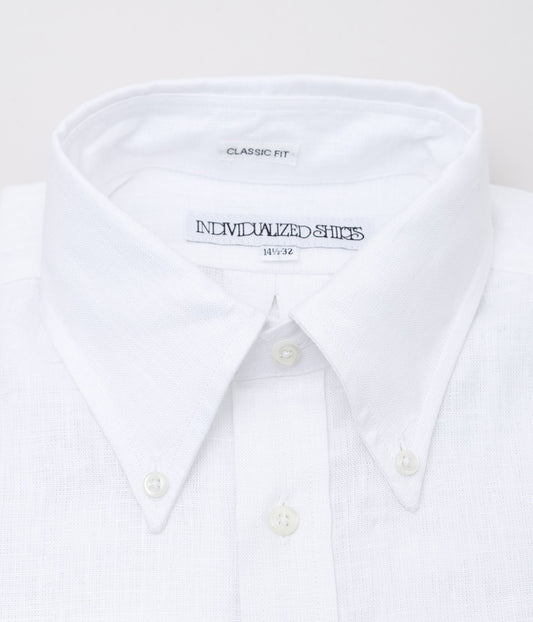 INDIVIDUALIZED SHIRTS ''NEW YORK LINEN(CLASSIC FIT BUTTON DOWN SHIRTS)'' (WHITE)