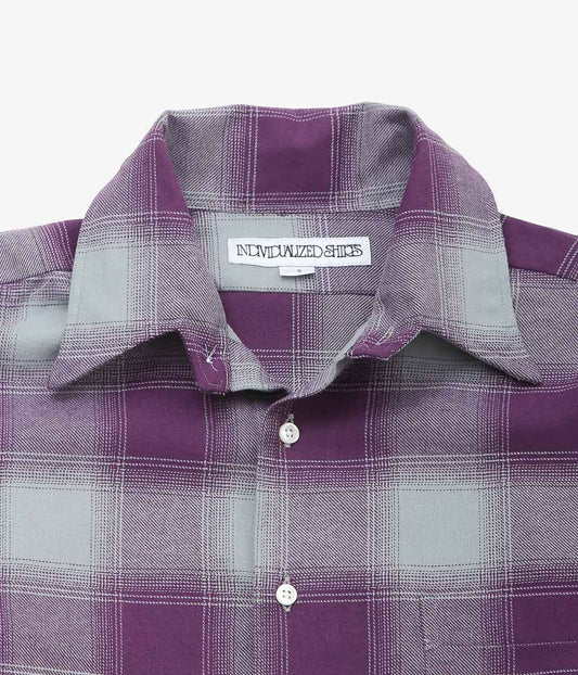 INDIVIDUALIZED SHIRTS ''OMBRE FLANNEL(CABANA COLLAR SHIRT)'' (LILAC)