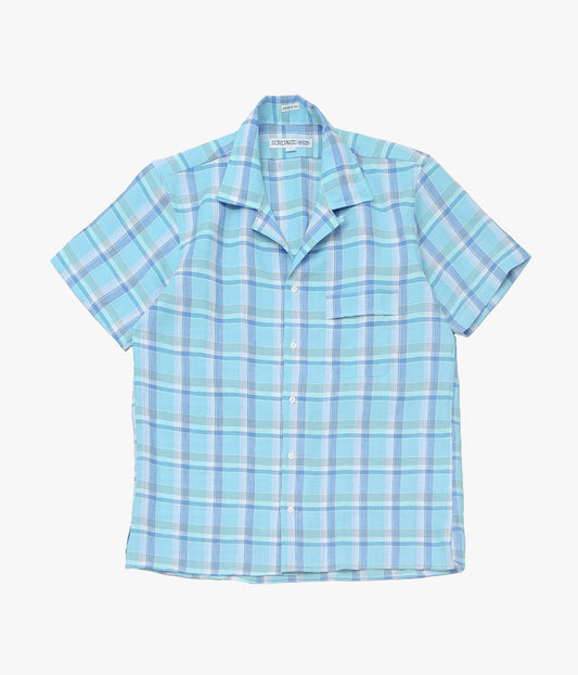 INDIVIDUALIZED SHIRTS ''PALM BEACH(ATHLETIC FIT CAMP COLLAR S/S) '' (BLUE)