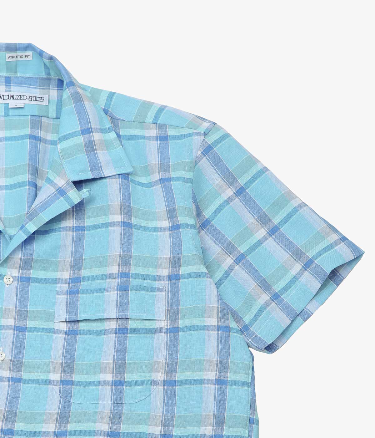 INDIVIDUALIZED SHIRTS ''PALM BEACH (ATHLETIC FIT CAMP COLLAR S/S)'' (BLUE)