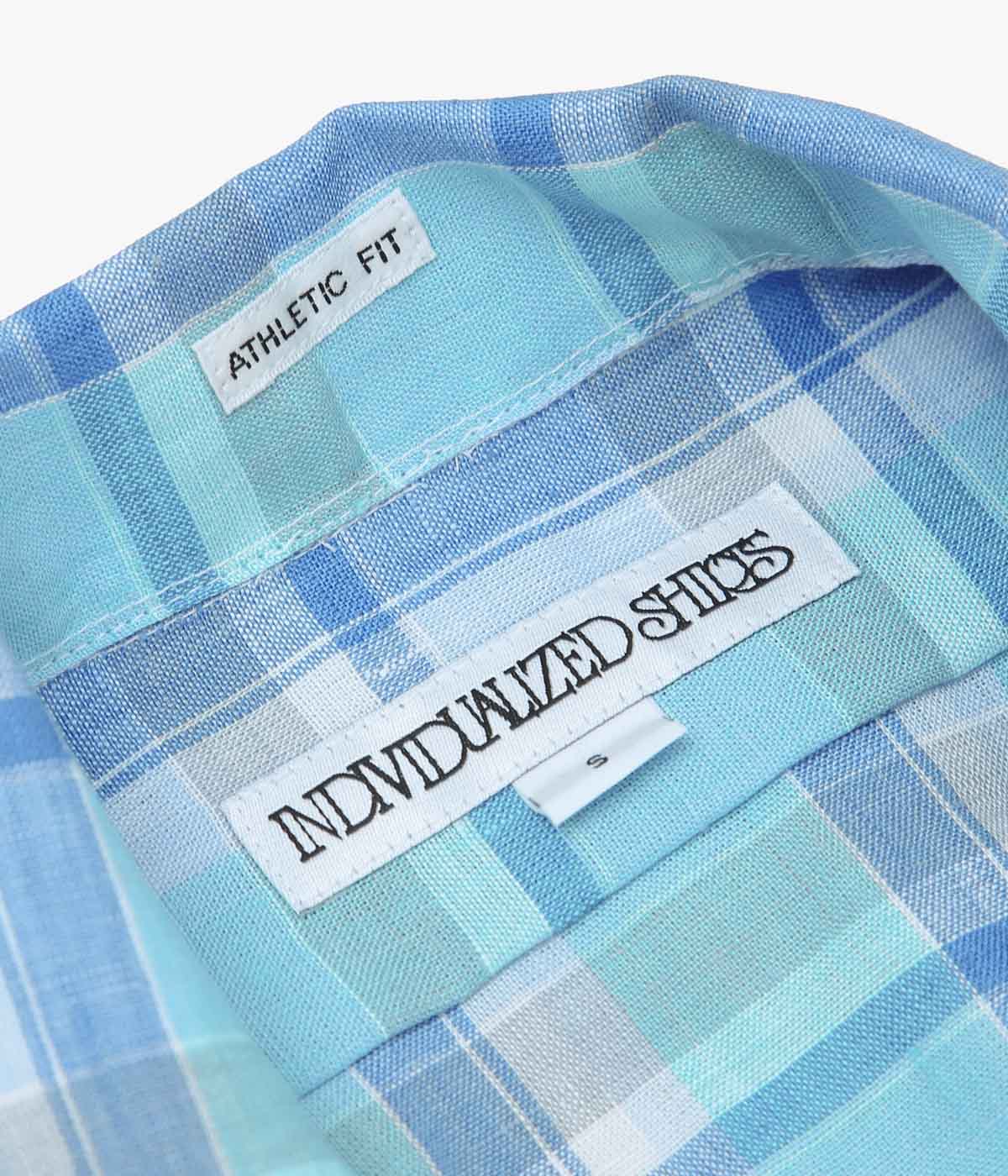 INDIVIDUALIZED SHIRTS ''PALM BEACH (ATHLETIC FIT CAMP COLLAR S/S)'' (BLUE)