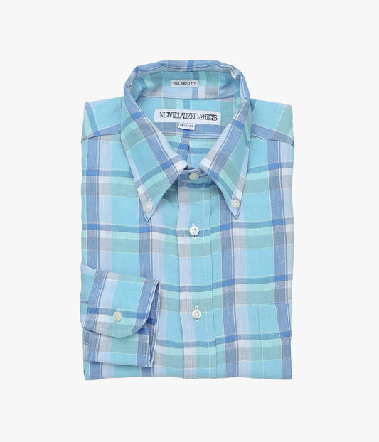 INDIVIDUALIZED SHIRTS ''PALM BEACH (RELAXED FIT BUTTON DOWN SHIRT)'' (BLUE)