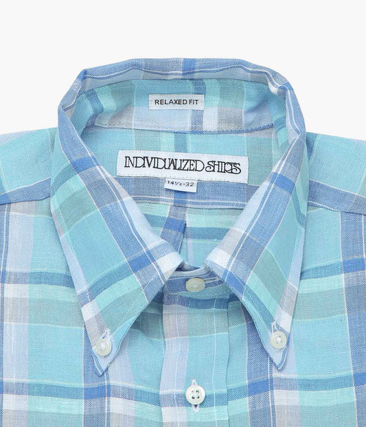INDIVIDUALIZED SHIRTS ''PALM BEACH (RELAXED FIT BUTTON DOWN SHIRT)'' (BLUE)