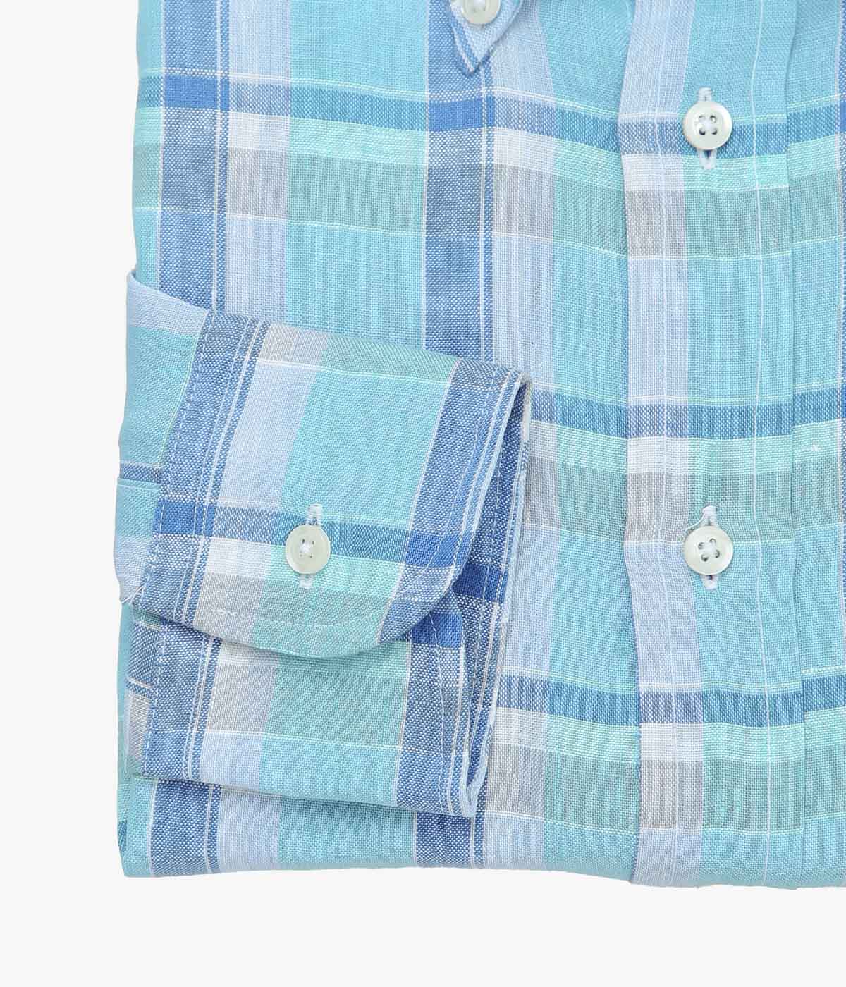 INDIVIDUALIZED SHIRTS ''PALM BEACH (RELAXED FIT BUTTON DOWN SHIRT)'' (BLUE)