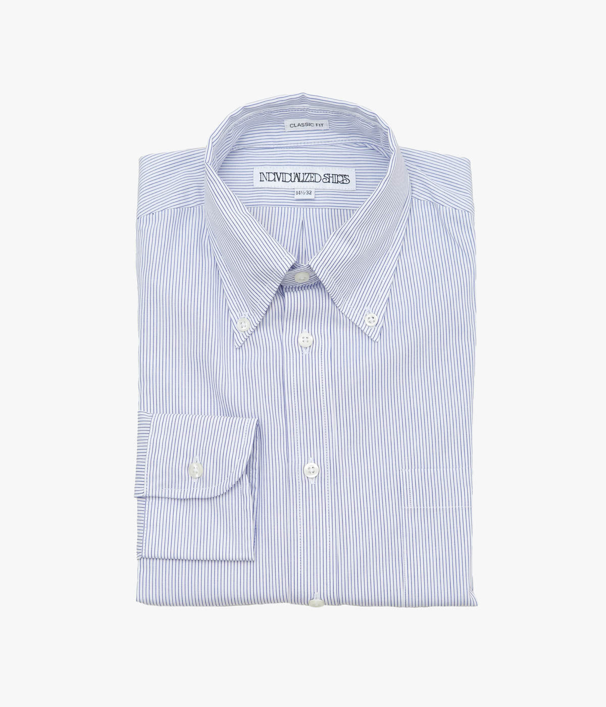 INDIVIDUALIZED SHIRTS ''PENCIL STRIPE (CLASSIC FIT BUTTON DOWN SHIRT)'' (BLUE)