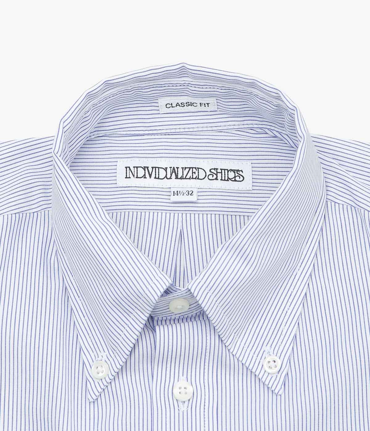 INDIVIDUALIZED SHIRTS ''PENCIL STRIPE (CLASSIC FIT BUTTON DOWN SHIRT)'' (BLUE)