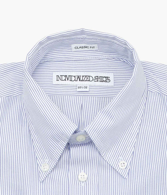 INDIVIDUALIZED SHIRTS ''PENCIL STRIPE (CLASSIC FIT BUTTON DOWN SHIRT)'' (BLUE)