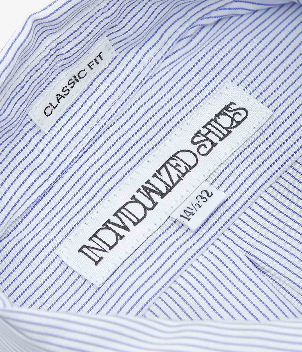 INDIVIDUALIZED SHIRTS ''PENCIL STRIPE (CLASSIC FIT BUTTON DOWN SHIRT)'' (BLUE)